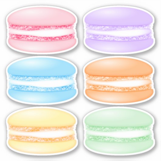 6 gevarieerde kleur macarons sticker (Voorkant)