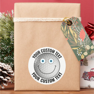 6 golfbal Gepersonaliseerde tekst Custom Happy Fac Ronde Sticker