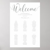 6 Grafiek Silver Tabel Wedding Seating Poster (Voorkant)