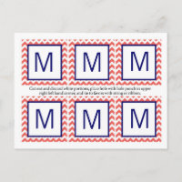 6 gunst Tags Koraal Marine Blauw Chevron Naam Focu