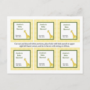 6 gunst Tags Oerwoud Baby's Giraffe Uitnodiging Briefkaart