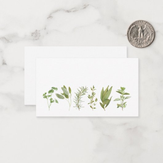 6 HERBES FRAÎCHES 3.5x2 Carte à note plate (Devant/Arrière en situation)