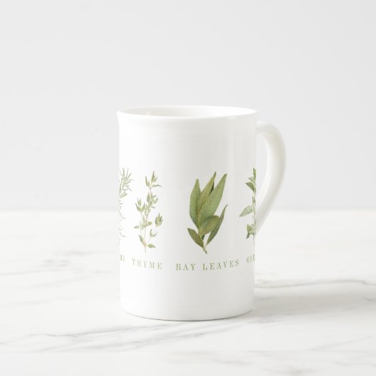 6 HERBES FRAÎCHES Bone China Mug (Devant droit)