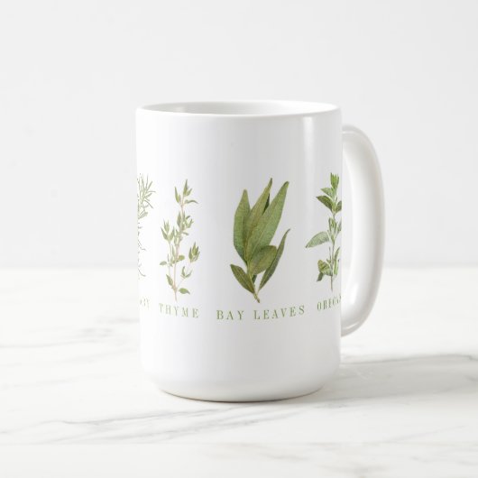 6 HERBES FRAÎCHES Tall White Mug (Devant droit)