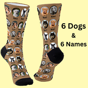 6 Honden, 6 Namen, Dog Foto - Persoonlijk bruin Sokken