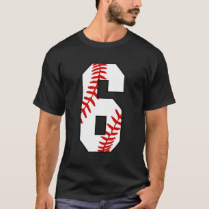 6 honkbal mam 6e speler jersey nummer 6 jaar t-shirt