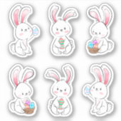 6 illustrés Sticker de chevalier lapin blanc de Pâ (Devant)