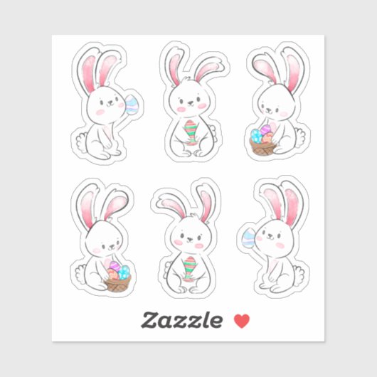 6 illustrés Sticker de chevalier lapin blanc de Pâ (Feuille)