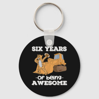 6 jaar lang geweldige jongens Cheetah Bulldozer Sleutelhanger