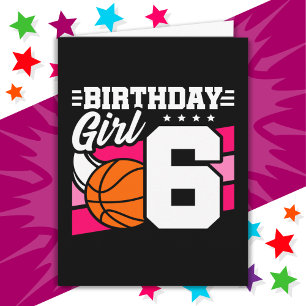 6 Jaar Oud Basketbal Party 6e Verjaardag Meisje Kaart