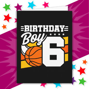 6 Jaar Oud Basketbal Party Thema 6e Verjaardag Jon Kaart