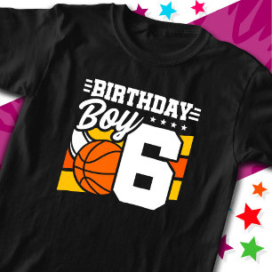 6 Jaar Oud Basketbal Party Thema 6e Verjaardag Jon T-shirt