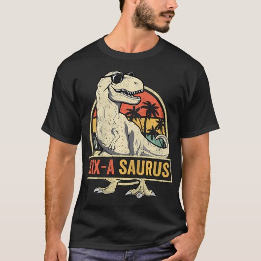 6 Jaar Oud Dinosaurus Verjaardag 6e T Rex Dino Six T-shirt (Voorkant)