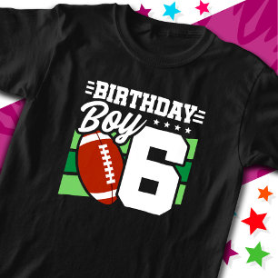 6 Jaar Oud Football Party Thema 6e Verjaardags Jon T-shirt