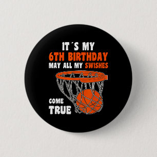 6 Jaar Oud Gelukkig 6e Verjaardag Basketbal 6e Geb Ronde Button 5,7 Cm