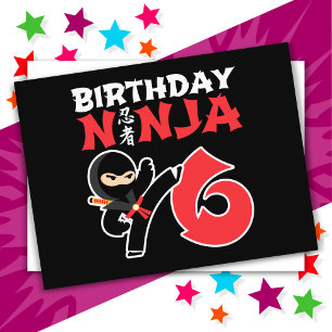 6 Jaar Oud Karate Ninja Party Kinder 6e Verjaardag Briefkaart