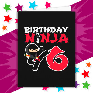 6 Jaar Oud Karate Ninja Party Kinder 6e Verjaardag Kaart