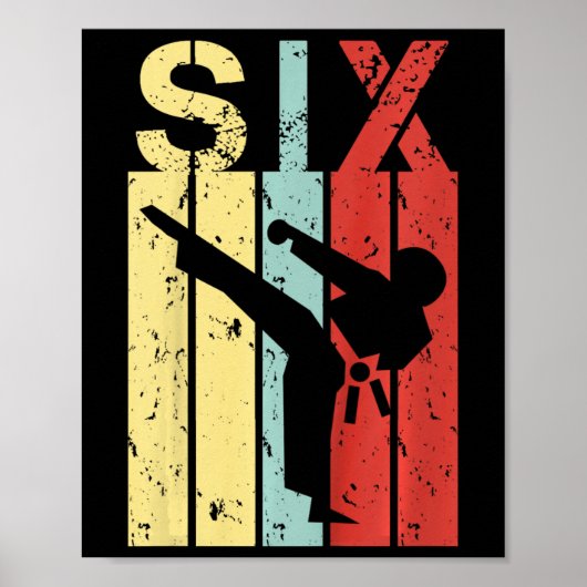 6 Jaar Oud Karate Verjaardag Jongen Meisje 6e Verj Poster (Voorkant)