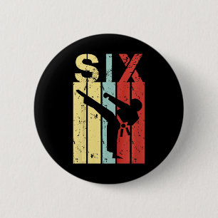 6 Jaar Oud Karate Verjaardag Jongen Meisje 6e Verj Ronde Button 5,7 Cm