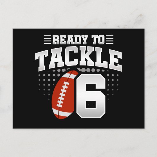 6 Jaar Oud Tackle Voetbal Feestje Kinderen 6e Verj Briefkaart (Voorkant)