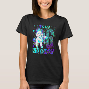 6 jaar oud Unicorn Flossing 6th Birthday Girl Uni T-shirt