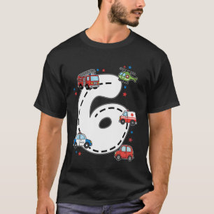 6 Jaar Oud Verjaardag Kind Ambulance Brandweerwage T-shirt