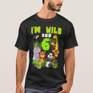 6 jaar oud Wild Zoo Theme Birthday Safari Oerwoud T-shirt