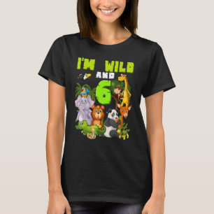 6 jaar oud Wild Zoo Theme Birthday Safari Oerwoud T-shirt