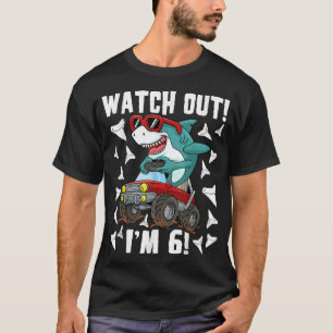 6 jaar oude 6e verjaardag Shark Boy Girl Monster T T-shirt