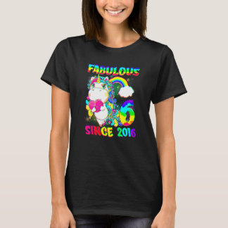 6 jaar oude 6e verjaardag Unicorn Girl Fabulous Si T-shirt