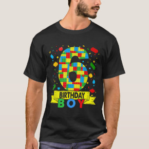 6 jaar oude bouwstenen 6e verjaardag Boy Brick T-shirt