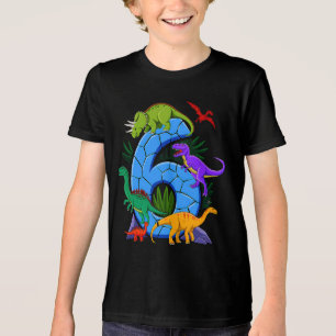 6 Jaar Oude Dinosaurus Verjaardag 6e T Rex Dino Si Tri-Blend Shirt