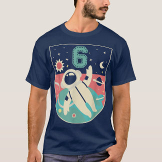 6 jaar oude geboorte, Boy Astronaut 6th Bday Party T-shirt