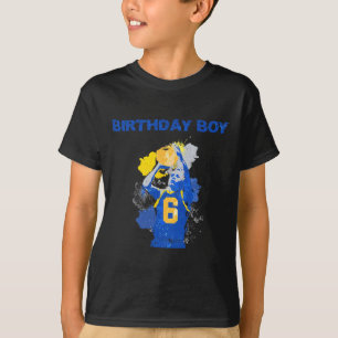 6 jaar oude geboorte jongen blauw en geel Basketba T-shirt