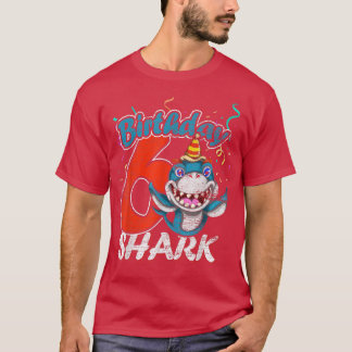 6 jaar oude geboorte Shark Boy Gifts 6 Birthday T-shirt