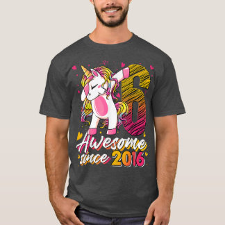 6 jaar oude Gifts Unicorn Dabbing 6th Birthday Gir T-shirt