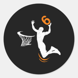 6 Jaar Oude Honkbal Dunk 6e Verjaardagsfeest Jonge Ronde Sticker