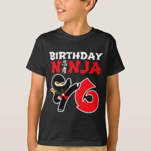 6 Jaar Oude Karate Ninja Feestje Kinderen 6e Verja T-shirt