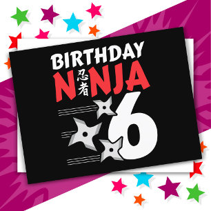 6 Jaar Oude Ninjafeest Sterren Kinderen 6de Verjaa Briefkaart