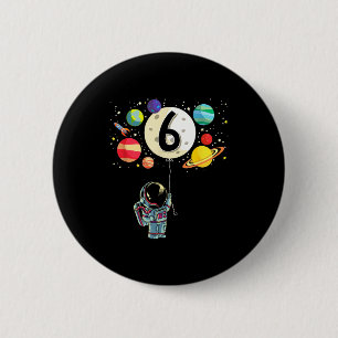 6 jaar oude verjaardag jongen astronaut 6de verjaa ronde button 5,7 cm