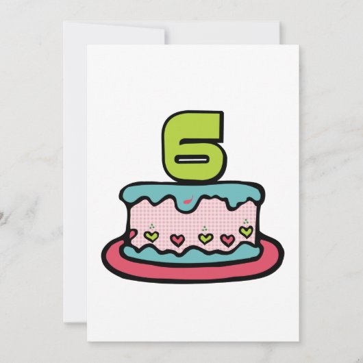 6 jaar oude verjaardagsCake Kaart (Voorkant)