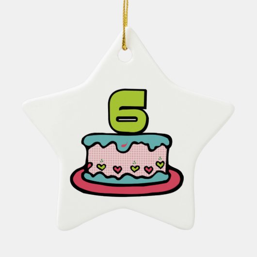 6 jaar oude verjaardagsCake Keramisch Ornament (Voorkant)