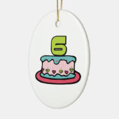 6 jaar oude verjaardagsCake Keramisch Ornament (Links)