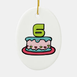 6 jaar oude verjaardagsCake Keramisch Ornament