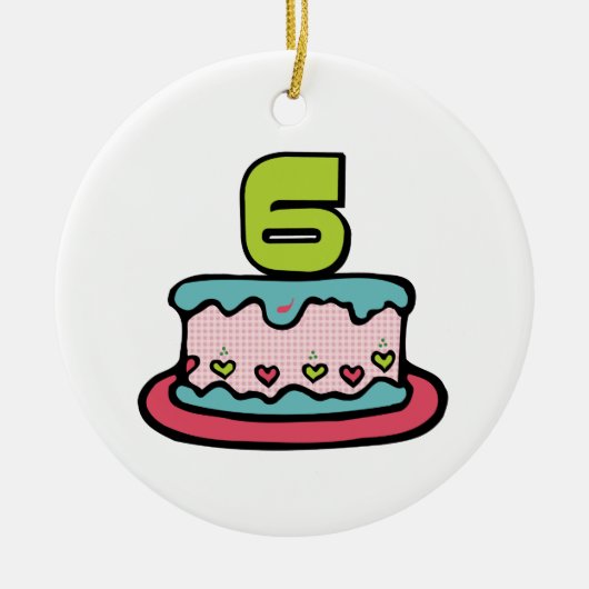 6 jaar oude verjaardagsCake Keramisch Ornament (Voorkant)
