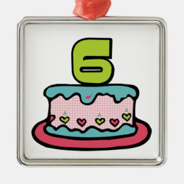 6 jaar oude verjaardagsCake Metalen Ornament