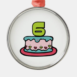 6 jaar oude verjaardagsCake Metalen Ornament