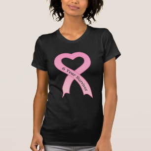 6 jaar Survivor Pink Ribbon Damas Black T-Shirt