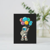 6 Jaar Verjaardag Astronaut Ballon Planeten Briefkaart (Staand voorkant)
