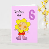 6 jarig meisje kaart (Gele Bloem)